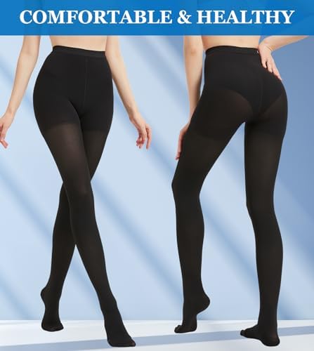 Extra Wide Compression Tights for Women 15-20 mmHg - Opaque Graduated Support Compression Stockings with Closed Toe for Lymphedema, Diabetic, Swelling, Arthritis - Black, 3X-Large