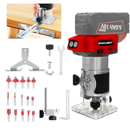 Cordless Wood Router Trimmer for Milwaukee M18 Battery, 6 Speeds Wood Trimmer Set, 800W 30000 RPM Brushless Motor Hand Palm Router with 15pcs 1/4"Shank Router Bits for Woodworking,Slotting(NO Battery)