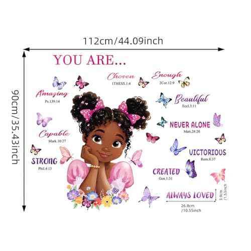 Black Girl Magic Wall Stickers, Butterfly Inspirational Quotes Peel and Stick Wall Decals, Baby Room Nursery Kids Bedroom Art Wall Decor