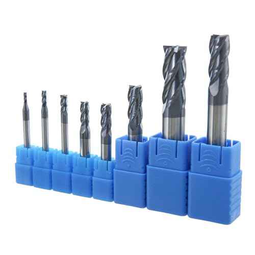 5pcs 1/8" Carbide Square End Mill for Steels, HRC 55 Deg, 4 Flute, AlTiN Coating End Mill Bits for Milling Alloy Steels, Hardened Steel, Metal & More