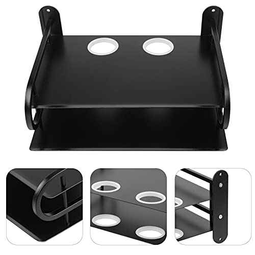 Z-Color Black Metal Double Wireless WiFi Router Storage Box/TV Set Box Shelf Wall Hanging Plug Board Bracket Cable Storage Organizer (Small)