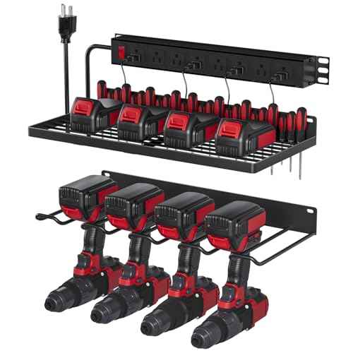 Power Tool Organizer With Charging Station, Wall Mount Drill Holder, Screwdriver and Battery Organizer, Heavy Duty Rack for Garage, Workshop, Tool Room, Workbench