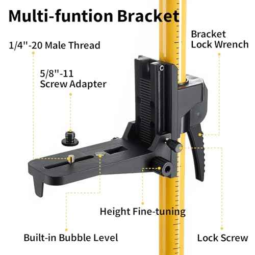 IKOVWUK 13.8 Ft Telescoping Laser Level Pole with Tripod, 4.2 M Pole Stand for Level Tool, Multi-function Fine-tuning Bracket with 1/4¡± Thread & 5/8¡±Thread Adapter, Carry Bag Included