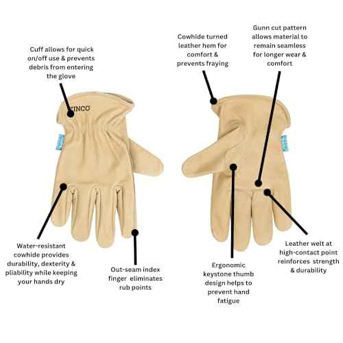 Kinco Women's 398PW HydroFlector Water-Resistant Cowhide Work Glove
