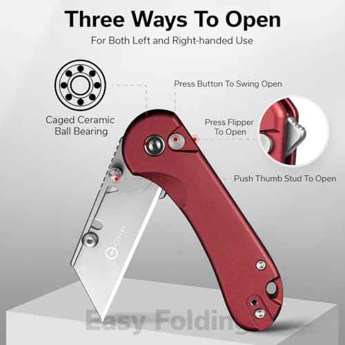 CIVIVI Folding Utility Knife Box Cutter, Elementum Utility Pocket Edc Knife with 3Pcs Extra Razor Blades, Three Ways to Open, Ideal Gifts for Men Women C23039B-5