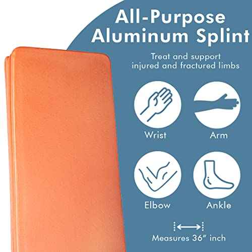 NOVAMEDIC Pack of 5 First Aid Padded Universal Aluminum Splints - 36 inch, Brace for Splinting Hands, Legs, Wrist, Ankle and Fractured or Injured Limbs, Flat Folded, Waterproof