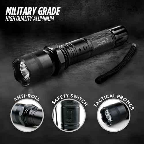 Guard Dog Security Diablo 2 Tactical Stun Gun For Self Defense with LED Flashlight for Men, Women, Police Strength Power, Concealed Technology, Rechargeable Battery, Free Holster, Car Charger Included