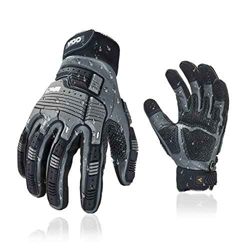 Vgo...¡¦1Pair Leather Heavy Duty Work Gloves,Mechanics Gloves,Water Resistant,Impact Resistant,Anti-Vibration(CA7722WR)