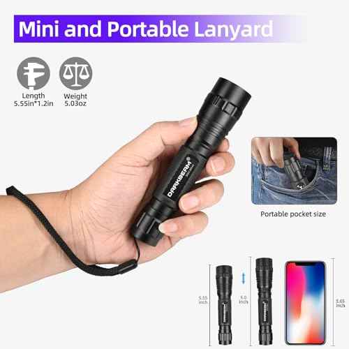 DARKBEAM UV Flashlight 365 nm Light Blacklight, Mini Powerful Wood¡¯s Lamp USB-C Rechargeable, LED 10W Ultraviolet Flashlights Pocket Pet Urine Detector for Mineral, Uranium Glass, Resin Curing