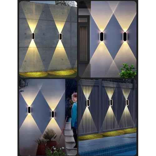 Solar Fence Lights Outdoor, 3000K/4000K/6000K 3 Modes Solar Wall Lights Outdoor Waterproof, Up&Down Dual-Head Outdoor Solar Lights for Yard House Fence Backyard Deck Garden Patio Porch, 10 PK