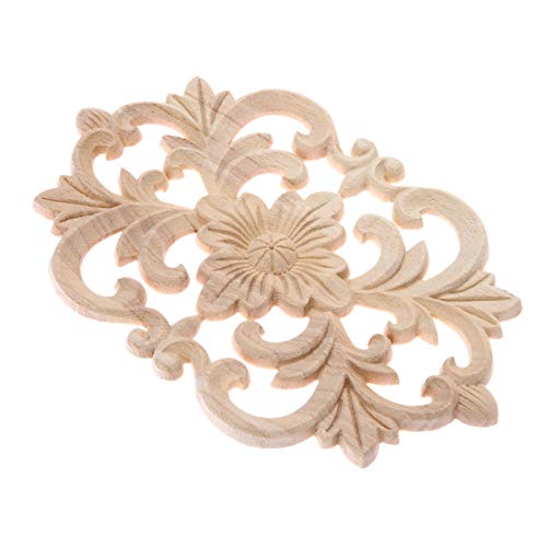 MUXSAM Wood Carved Applique Onlay Furniture Corner Frame Decal Unpainted Furniture DIY Decoration for Furniture Home Door Cabinet (22 x 14cm / 8.7 x 5.5inch), Pack of 1