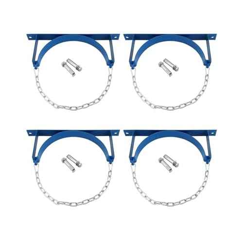 QWORK Steel Wall-Mounted Bracket for Cylinder, 4 Pack Gas Cylinder Bracket with Screws and Safety Chain Supported