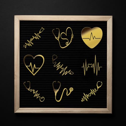 OLYCRAFT 9pcs 1.6x1.6 Inch Heart Pattern Gold Metal Stickers for Scrapbooks, DIY Resin Crafts, Phone Decor