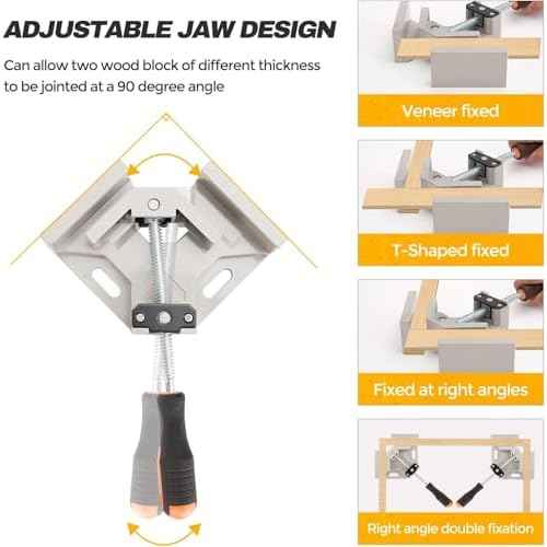 4 Pack Corner Aluminum Alloy Right Angle Clamps With Adjustable Swing Jaw 90 Degree Wood Clamps For Woodworking