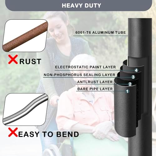 Wheelchair Handle Extenders, (400lbs Weight Capacity) Adjustable Wheel Chair Accessories Adults - Stroller Handle Extender, Extendable Handle for Wheelchair, Rallator & Stroller (with Brake)