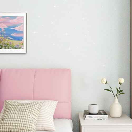 ReWallpaper Shiny Off-White Glitter Wallpaper Peel and Stick Iridescent White Wallpaper for Bedroom Removable Sparkle Wall Covering Decorative Contact Paper for Crafts DIY Dresser Jewelry 15.8inx10ft