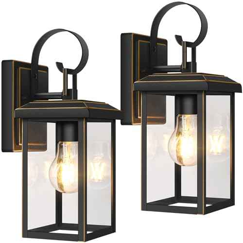 BesLowe 2-Pack Outdoor Wall Light Fixtures, Exterior Lighting Fixtures Wall Mount, Waterproof Porch Lights Outdoor Wall Sconces Lanterns, Modern Outside Lights for House Front Door Garage, Bronze