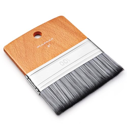 Fuumuui Flat Paddle Paint Brush, Scale Brush Large Paintbrush, Wide Flat Brush with Short Handle for Oil and Acrylic Paints - 4 Inch
