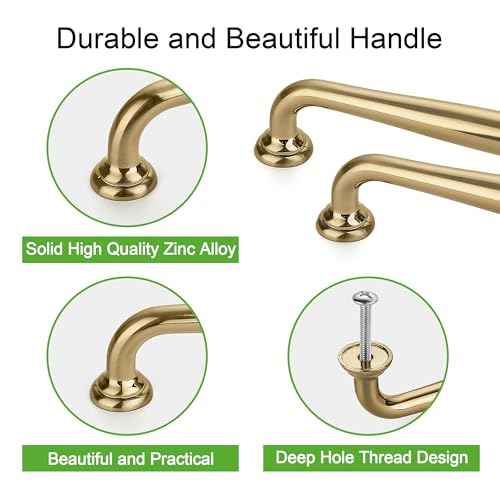 TUNNY 10 Pack Cabinet Handles-6.3"/160mm Screw Spacing Champagne Bronze Furniture Hardware Handles for Kitchen Cabinets Bedroom Dresser Wardrobe Cabinet Pulls