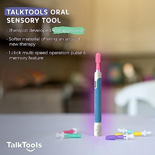 TalkTools Sensi Oral Sensory Therapy Tool with Soft Sensi Jaw Tips (Ocean Blue, 10 Tips Set - Ocean Blue)