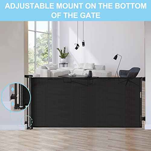80 Inch Extra Long Retractable Baby Gates Extra Wide Baby Gates for Large Openings Indoor Retractable Dog Gate for The House Extra Wide Dog Gate Outdoor Mesh Pet Gates Child Gate for Kids (Black)