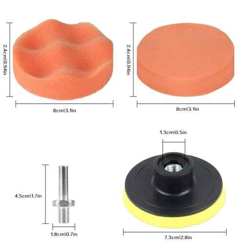 11Pcs Car Buffing Pads for Drill Polishing Kit, 3Inch Foam Polishing Pads, Car Buffers and Polishers Kit, Wool Pads Wax Buffer Drill Polisher Attachment with M10 Adapter