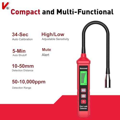 Gas Leak Detector, Portable Natural Gas Sniffer with 8-Inch Probe for Propane, Methane & Combustible Gases