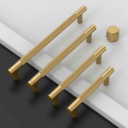 Asidrama 10 Pack 5 Inch(128mm) Champagne Bronze Cabinet Pulls Knurled Cabinet Handles Cupboard Handles Kitchen Cabinet Hardware for Cupboard Drawer Pulls