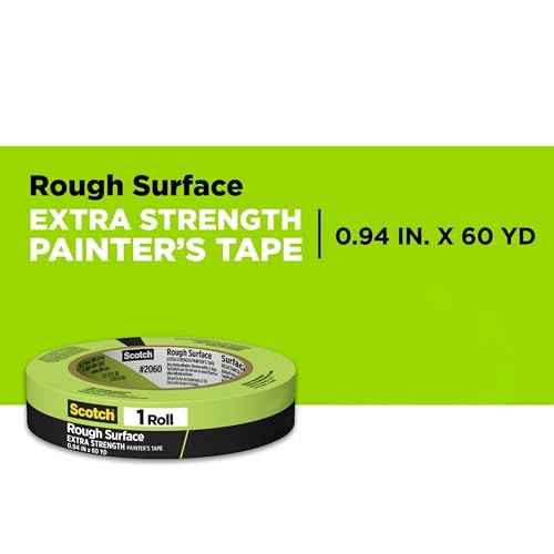 Scotch Rough Surface Painter's Tape 2060-24AR-BK, 0.94 in x 60.1 yd (24mm x 55m), Green, 9 Rolls Contractor Pack, Clean Removal, No Residue, Textured & Hard-to-Stick Surfaces