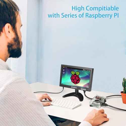 8" Mini Security Monitor, Portable 1280x720 Metal Screen, HDMI/VGA/AV/BNC Input, Built-in Speakers & Remote, for CCTV Surveillance and Security Systems