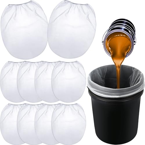 Patelai 10 Pcs 5 Gallon Paint Strainer Bags Regular Fine Mesh/Elastic Top Bag Strainers for Use with Paint Sprayers (White)