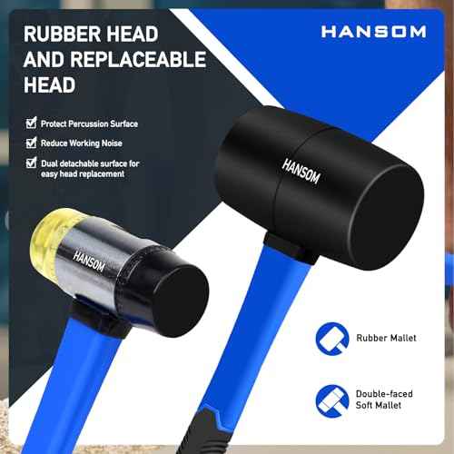 5-Pack Hammer Set,Rubber Mallet 32oz, Double-Faced Mallet 22oz,16oz Claw Hammer,16oz Ball Peen Hammer,3lb Sledge Hammer,Ergonomic Handle