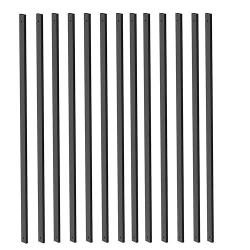 25 Pack Deck Balusters 32'' Rectangle Staircase Baluster, Black Metal Deck Spindle and Stairs Railing,Hollow Rectangle Deck Balusters for Deck Railing Porch