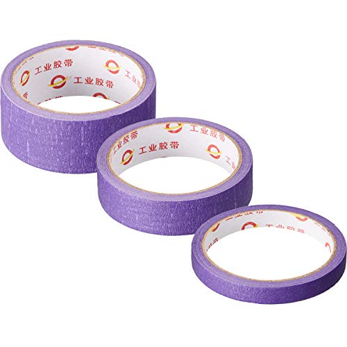 Outus 3 Rolls 45 Yards Purple Crafting Tape Multipurpose Removable Masking Tape for Art DIY Labeling Decoration, 0.5 in, 1 Inch, 1.5 Inch