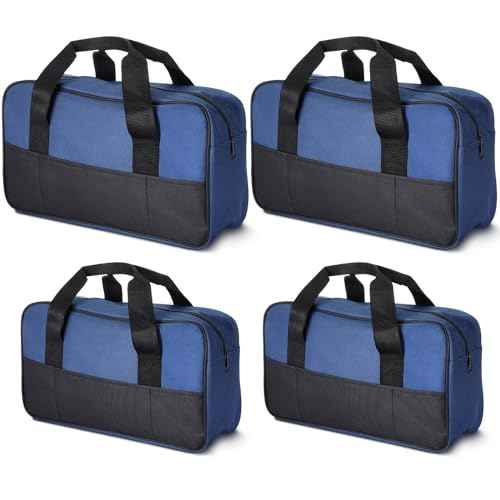 4 Pack 18 Inch & 14 Inch Waterproof Tool Bag with Zipper and Outside Pockets Wide Mouth Tool Tote Bag for Electrician Organizer Instrument, Electrician Carpenter Mechanic