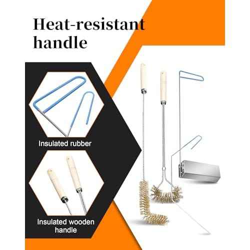 4-in-1 Fryer Cleaning Tools, L Shaped Fryer Cleaning Brush, Deep Fryer Crumb Scoop, Long Handle Deep Fryer Basket Cleaning Brush, Deep Fryer Cleanout Rod, Applies to Commercial Kitchen, Fryer, Drain
