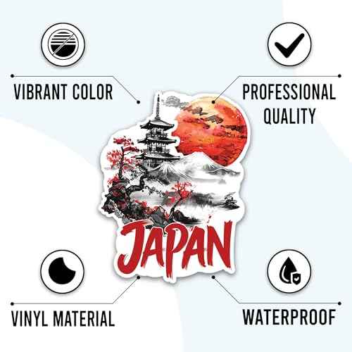 Japan Travel Stickers 50 Pieces Vinyl Waterproof Decal for Laptop Water Bottle Phone Car Window Bike Motorcycle Stakeboard Scrapbook Japanese Sticker Gifts