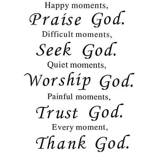 Maydahui Scripture Wall Stickers Bible Verse Wall Decals (17x23 Inch) Happy Moments Praise God Difficult Moments Seek God Stickers for Living Room Office Home Decor