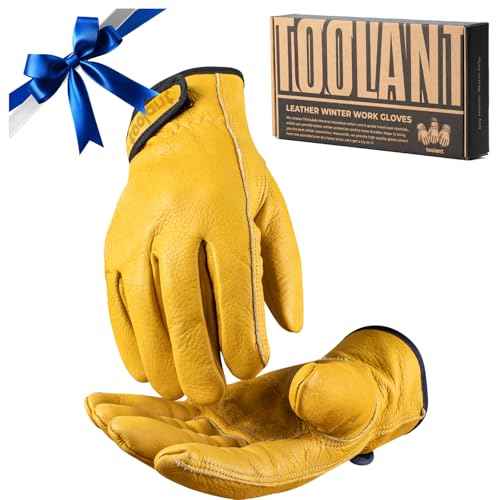 toolant Winter Leather Work Gloves, Warm 3M Thinsulate Lining for Cold Weather Work, Thermal Insulated Gloves