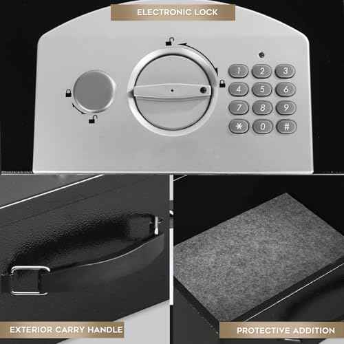 Dalmbox Portable Metal Safe Box with Digital Code Lock,Fire Resistant Storage for Documents, Fireproof Safe Box, Car, Home, Office and Outside, Black Box£¬ Medium