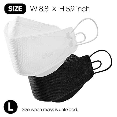 BOTN 11Pcs KF94 Protective and Safety Face Mask for Adult, 4-Layer Filter and 3D Design, Adjustable Strap and Made in Korea (White, Large)