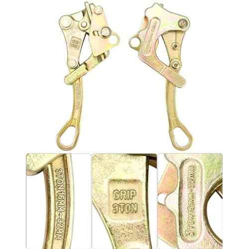 QWORK 6613lb Cable Grip Steel Wire Gripper, 2 Pack 3T Rope Jaw Puller, Clamp Puller