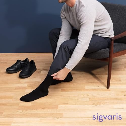 SIGVARIS Men’s Essential Cotton 230 Closed Toe Calf-High Socks 20-30mmHg