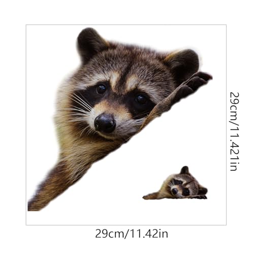 2pc Cute Raccoon Window Sticker Removable Animal Sticker for car, Room and Modern Home Decoration 29x29cm