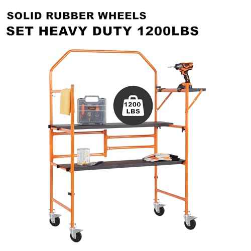 Scaffolding Wheels Set of 4, 5-Inch Scaffold Rolling Tower Caster 1-Inch ID Round Tubing Style, Heavy Duty 400LBS Locking Rubber Wheel for Perry Style MFS and Portable Barke Scaffolding