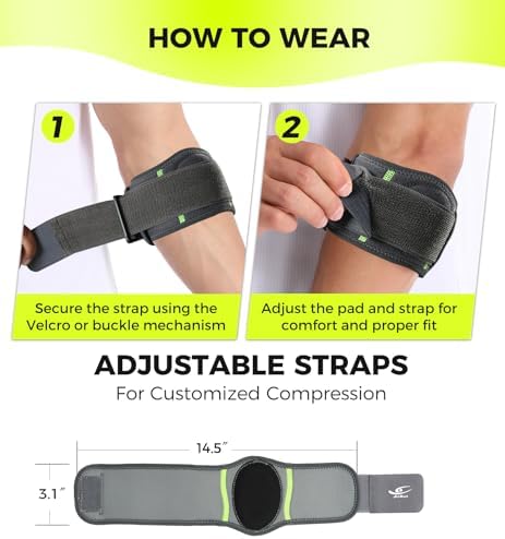 HiRui Elbow Brace with Gel Pad Support for Forearm Tension Relief, Tennis Elbow Brace Adjustable Elbow Strap Pressure Band for Tendonitis Weightlifting Golfer Baseball (Gray-2 Pack)