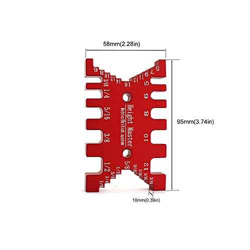 High Precision Aluminum Dovetail Jig Metric and Imperial Tenon Caliper Card Gauge for Measuring Height Woodworking Saw Table Machine Gaps Precision Measuring Tool,MG-016R