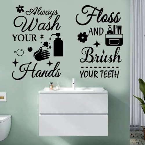 Bathroom Decals Sticker Peel and Stick Wall Decals Vinyl Quotes Art Stickers Positive Stickers Toilet Rules Wall Decor Vinyl Quote Wall Decor for Home