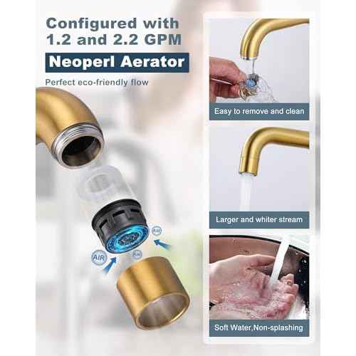 Bar Sink Faucet Single Hole: ARCORA Brushed Gold Wet Bar Faucets - Prep Sink Faucet 360 Swivel - Small Kitchen Bathroom Faucet with cUPC Supply Lines