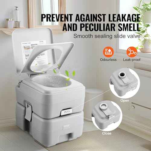 VEVOR Portable Toilet for Camping, RV Toilet with Carry Bag, 5.3 Gal Waste Tank & 3.2 Gal Flush Tank, Push-Button Pressurized Flush Commode, Leak-proof and Odourless Travel Toilet for Camping Car